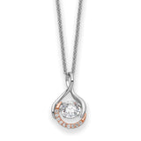 SS and Rose-Tone Vibrant CZ Warm Embrace 18in Necklace-WBC-QSX731