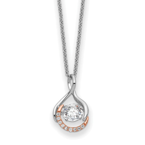 SS and Rose-Tone Vibrant CZ Warm Embrace 18in Necklace-WBC-QSX731