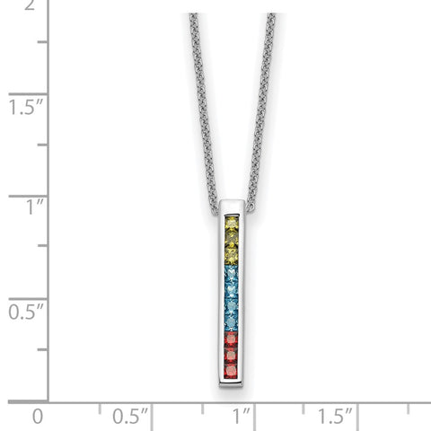 Sterling Silver Mutli-Color CZ Color Me Happy 18in Necklace-WBC-QSX732