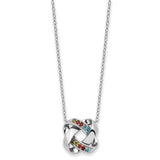 Sterling Silver Multi-color CZ Color Me Happy Square 18in Necklace-WBC-QSX733