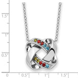 Sterling Silver Multi-color CZ Color Me Happy Square 18in Necklace-WBC-QSX733