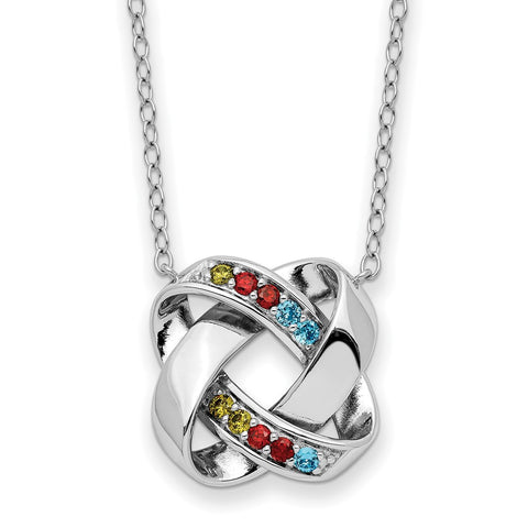 Sterling Silver Multi-color CZ Color Me Happy Square 18in Necklace-WBC-QSX733