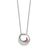 Sterling Silver Multi-color CZ Color Me Happy Circle 18in Necklace-WBC-QSX734