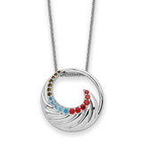 Sterling Silver Multi-color CZ Color Me Happy Circle 18in Necklace-WBC-QSX734