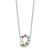 Sterling Silver Multi-color CZ Color Me Happy Pallet 18in Necklace-WBC-QSX735