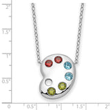 Sterling Silver Multi-color CZ Color Me Happy Pallet 18in Necklace-WBC-QSX735