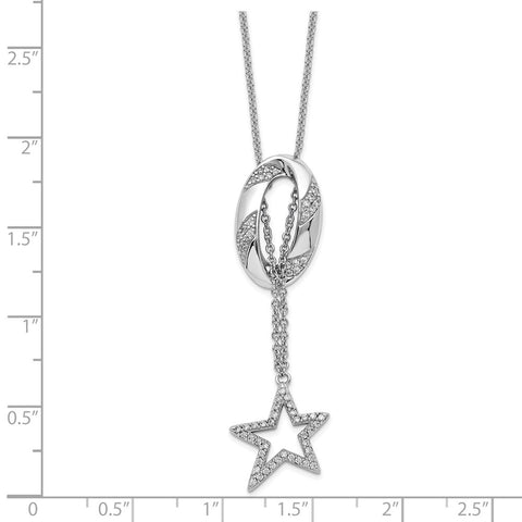 Sterling Silver CZ Catch a Falling Star 18in Necklace-WBC-QSX737