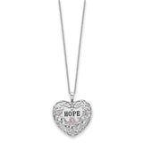 Sterling Silver Pink CZ Breast Cancer Heart 18in Necklace-WBC-QSX743