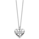 Sterling Silver CZ Antiqued Love You To Pieces 18in Necklace-WBC-QSX747