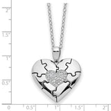 Sterling Silver CZ Antiqued Love You To Pieces 18in Necklace-WBC-QSX747