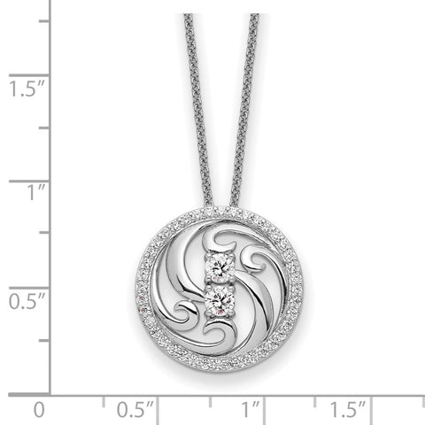 Sterling Silver CZ Through The Years Swirl Circle 18in Necklace-WBC-QSX748