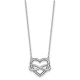 Sterling Silver CZ Friends are Forever Heart 18in Necklace-WBC-QSX749