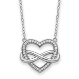 Sterling Silver CZ Friends are Forever Heart 18in Necklace-WBC-QSX749