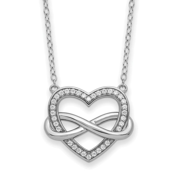 Sterling Silver CZ Friends are Forever Heart 18in Necklace-WBC-QSX749