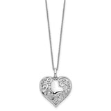 Sterling Silver CZ Antiqued Soul Sister Heart 18in Necklace-WBC-QSX750