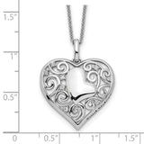 Sterling Silver CZ Antiqued Soul Sister Heart 18in Necklace-WBC-QSX750