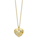 Sterling Silver Gold-tone CZ Heart of Gold 18in Necklace-WBC-QSX751