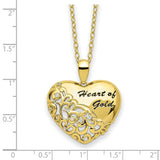 Sterling Silver Gold-tone CZ Heart of Gold 18in Necklace-WBC-QSX751