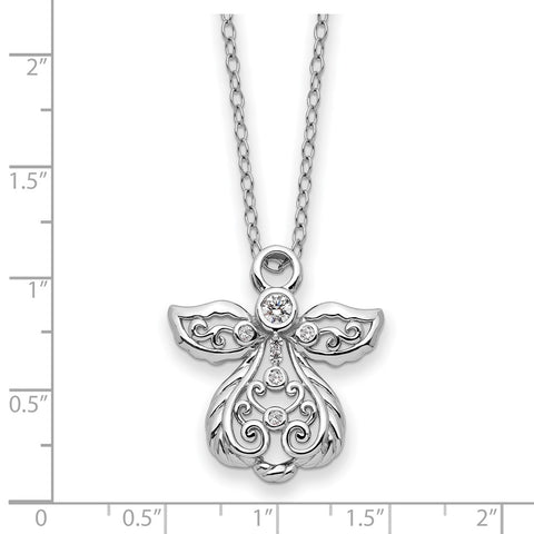 Sterling Silver CZ Earth Angel 18in Necklace-WBC-QSX752