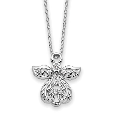 Sterling Silver CZ Earth Angel 18in Necklace-WBC-QSX752