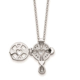 Sterling Silver CZ Memory Cross Locket 18in Necklace-WBC-QSX755