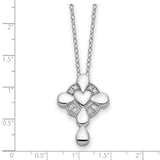 Sterling Silver CZ Memory Cross Locket 18in Necklace-WBC-QSX755