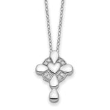 Sterling Silver CZ Memory Cross Locket 18in Necklace-WBC-QSX755