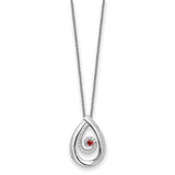 Sterling Silver Red & Clear CZ In Memory of my Mother 18in Necklace-WBC-QSX757