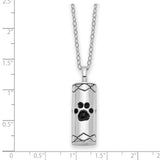 Sterling Silver Antiqued Cylinder with Paws Ash Holder 18in Necklace-WBC-QSX780