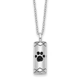 Sterling Silver Antiqued Cylinder with Paws Ash Holder 18in Necklace-WBC-QSX780