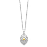 Sterling Silver and Gold-Tone Heart in Egg Shaped Ash Holder 18in Necklace-WBC-QSX781