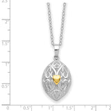 Sterling Silver and Gold-Tone Heart in Egg Shaped Ash Holder 18in Necklace-WBC-QSX781
