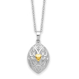 Sterling Silver and Gold-Tone Heart in Egg Shaped Ash Holder 18in Necklace-WBC-QSX781