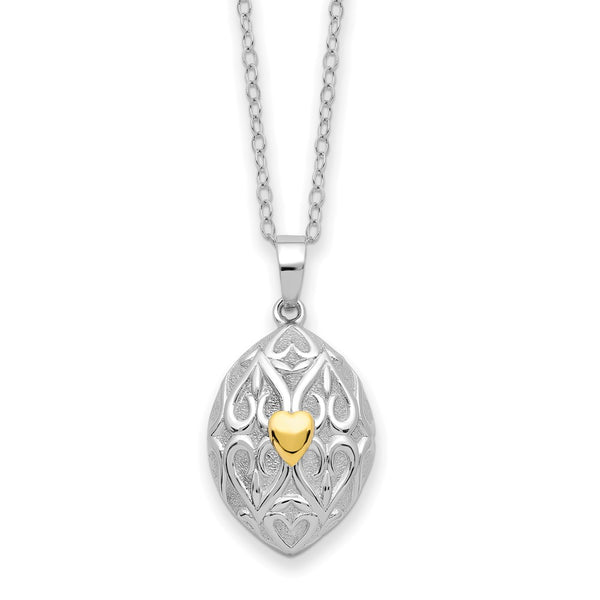 Sterling Silver and Gold-Tone Heart in Egg Shaped Ash Holder 18in Necklace-WBC-QSX781