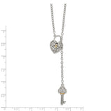 Sterling Silver w/14k Diamond Heart Lock and Key Necklace-WBC-QTC1027