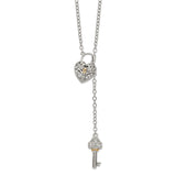 Sterling Silver w/14k Diamond Heart Lock and Key Necklace-WBC-QTC1027