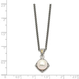 Sterling Silver w/14k FW Cultured Pearl & Diamond Necklace-WBC-QTC1042