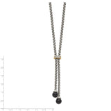 Sterling Silver w/14k Onyx & Diamond Lariat Necklace-WBC-QTC105