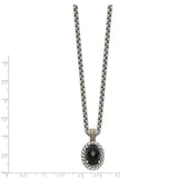Sterling Silver w/14k Antiqued Onyx Necklace-WBC-QTC1091
