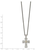 Sterling Silver w/14k Diamond Cross Necklace-WBC-QTC1170