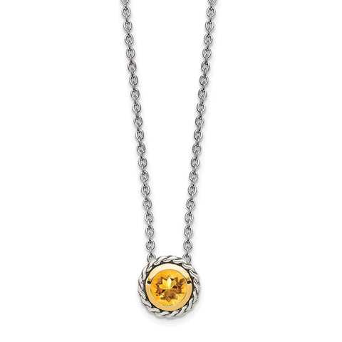 Sterling Silver w/ 14K Accent Citrine Necklace-WBC-QTC1644