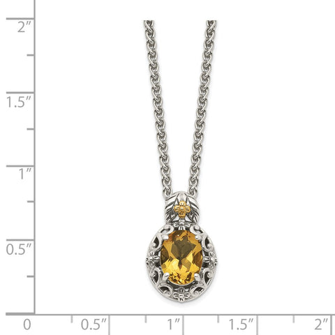 Sterling Silver w/ 14K Accent Citrine Necklace-WBC-QTC1650