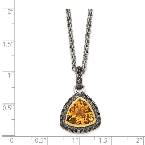 Sterling Silver w/ 14K Accent Citrine Necklace-WBC-QTC1651