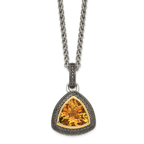 Sterling Silver w/ 14K Accent Citrine Necklace-WBC-QTC1651