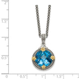 Sterling Silver w/14k Swiss Blue Topaz Necklace-WBC-QTC264