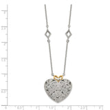 Sterling Silver w/14k Diamond Vintage Heart Necklace-WBC-QTC315