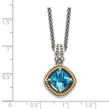 Sterling Silver w/14k Swiss Blue Topaz Necklace-WBC-QTC357