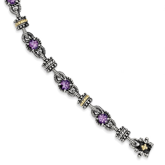 Sterling Silver w/14k Amethyst Bracelet-WBC-QTC400
