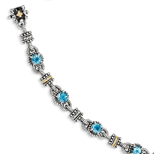 Sterling Silver w/14k Swiss Blue Topaz Bracelet-WBC-QTC401