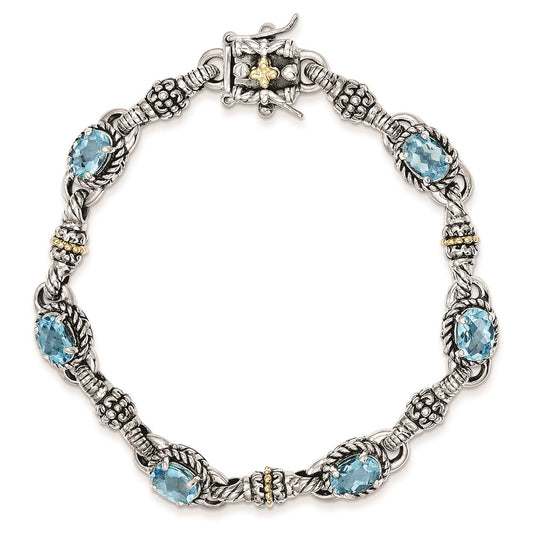 Sterling Silver w/14k Swiss Blue Topaz Bracelet-WBC-QTC407